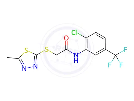 Chemical structure of N-(2-chloro-5-(trifluoromethyl)phenyl)-2-((5-methyl-1,3,4-thiadiazol-2-yl)thio)acetamide