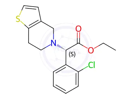 Chemical structure of ethyl (S)-2-(2-chlorophenyl)-2-(6,7-dihydrothieno[3,2-c]pyridin-5(4H)-yl)acetate