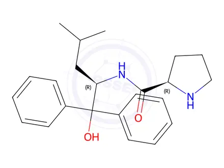 Chemical structure of (2R)-N-[(1R)-1-(Hydroxydiphenylmethyl)-3-methylbutyl]-2-pyrrolidinecarboxamide