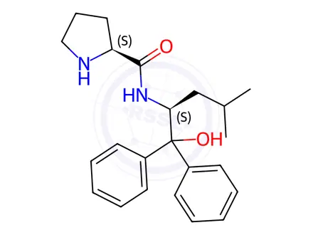 Chemical structure of (S)-N-((S)-1-hydroxy-4-methyl-1,1-diphenylpentan-2-yl)pyrrolidine-2-carboxamide