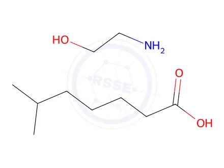 Chemical structure of isooctanoic acid, compound with 2-aminoethanol (1:1)