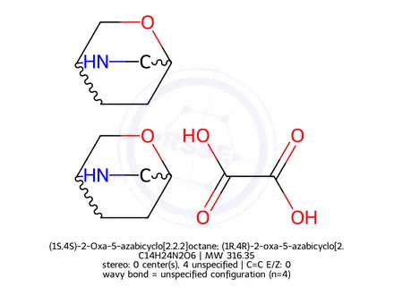 Chemical structure of (1S,4S)-2-Oxa-5-azabicyclo[2.2.2]octane; (1R,4R)-2-oxa-5-azabicyclo[2.2.2]octane; oxalic acid