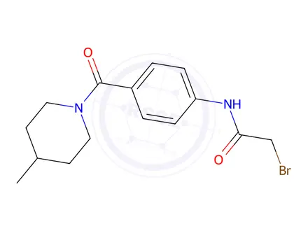 Chemical structure of 2-Bromo-N-{4-[(4-methyl-1-piperidinyl)carbonyl]-phenyl}acetamide