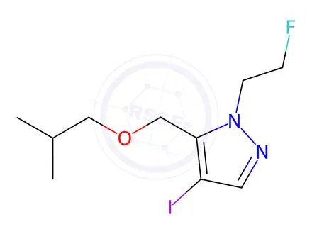 Chemical structure of 1-(2-fluoroethyl)-4-iodo-5-(isobutoxymethyl)-1H-pyrazole