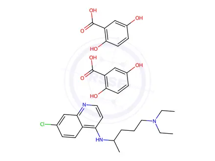 Chemical structure of 2,5-dihydroxybenzoic acid, compound with N4-(7-chloro-4-quinolyl)-N1,N1-diethylpentane-1,4-diamine (2:1)