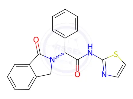 Chemical structure of 2-(1-Oxoisoindolin-2-yl)-2-phenyl-N-(thiazol-2-yl)acetamide