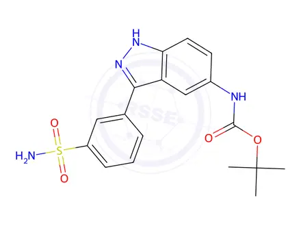 Chemical structure of CarbaMic acid, N-[3-[3-(aMinosulfonyl)phenyl]-1H-indazol-5-yl]-, 1,1-diMethylethyl ester
