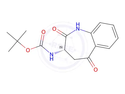 Chemical structure of tert-Butyl (S)-(2,5-dioxo-2,3,4,5-tetrahydro-1H-benzo[b]azepin-3-yl)carbamate