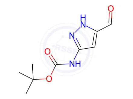 Chemical structure of Carbamic acid, (5-formyl-1H-pyrazol-3-yl)-, 1,1-dimethylethyl ester (9CI)