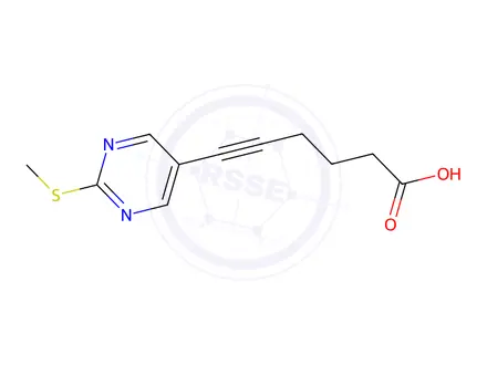 Chemical structure of 5-Hexynoic acid, 6-[2-(methylthio)-5-pyrimidinyl]-