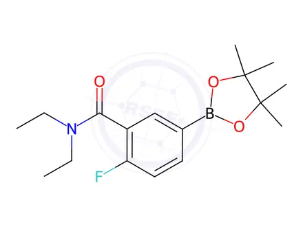 Chemical structure of Benzamide, N,N-diethyl-2-fluoro-5-(4,4,5,5-tetramethyl-1,3,2-dioxaborolan-2-yl)-