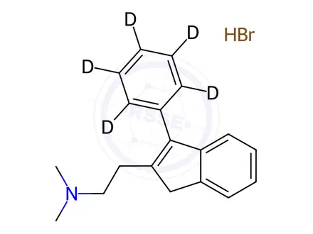 Chemical structure of N,N-Dimethyl-3-phenyl-1H-indene-2-ethanamine-d5 Hydrobromide