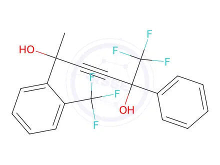 Chemical structure of 2-[2-(Trifluoromethyl)phenyl]-5-phenyl-6,6,6-trifluorohex-3-yne-2,5-diol