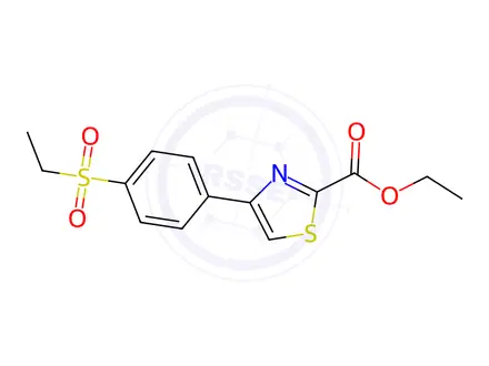 Chemical structure of 4-(4-Ethanesulfonyl-phenyl)-thiazole-2-carboxylic acid ethyl ester