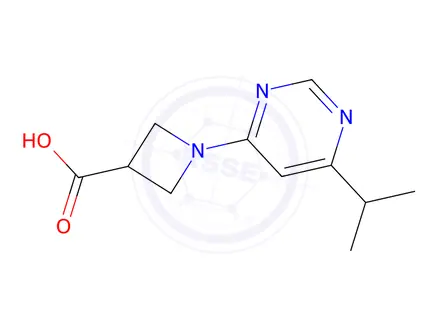 Chemical structure of 1-[6-(propan-2-yl)pyrimidin-4-yl]azetidine-3-carboxylic acid