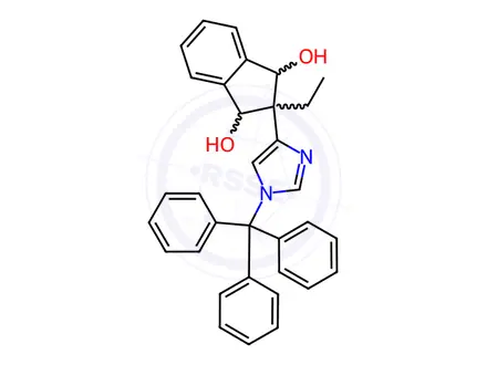 Chemical structure of 2-Ethyl-2-(1-trityl-1H-imidazol-4-yl)-2,3-dihydro-1H-indene-1,3-diol