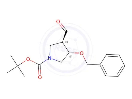 Chemical structure of rel-(3S,4R)-tert-Butyl 3-(benzyloxy)-4-formylpyrrolidine-1-carboxylate