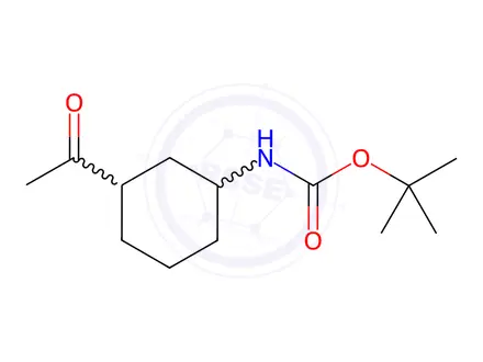 Chemical structure of Carbamic acid, (3-acetylcyclohexyl)-, 1,1-dimethylethyl ester (9CI)