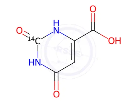 Chemical structure of OROTIC ACID, [2-14C]