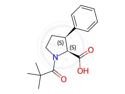 Chemical structure of (2S,3S)-3-Phenyl-1-pivaloylpyrrolidine-2-carboxylic acid