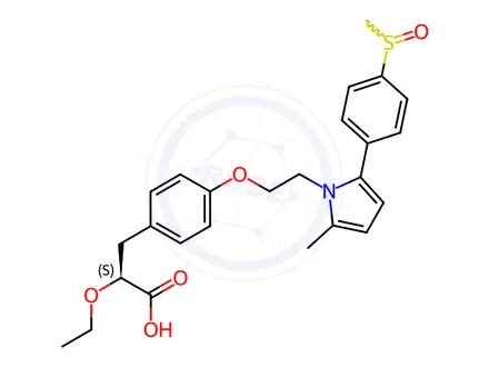 Chemical structure of (2S)-2-Ethoxy-3-(4-(2-(2-methyl-5-(4-(methylsulfinyl)phenyl)-1H-pyrrol-1-yl)ethoxy)phenyl)propanoic Acid
