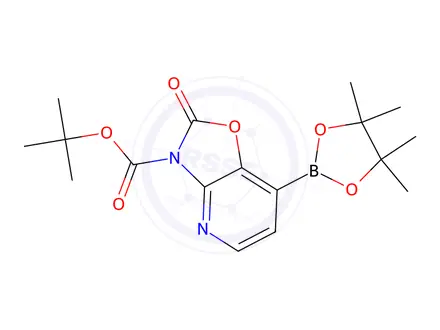 Chemical structure of tert-Butyl 2-oxo-7-(4,4,5,5-tetramethyl-1,3,2-dioxaborolan-2-yl)oxazolo[4,5-b]pyridine-3(2h)-carboxylate