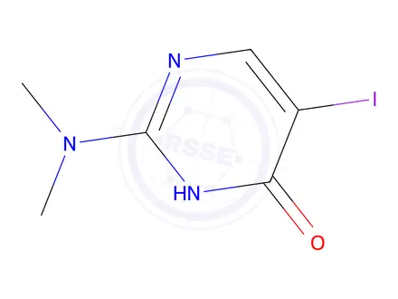 Chemical structure of 2-(Dimethylamino)-5-iodo-3,4-dihydropyrimidin-4-one