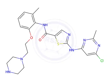 Chemical structure of 2-((6-Chloro-2-methylpyrimidin-4-yl)amino)-N-(2-methyl-6-(2-(piperazin-1-yl)ethoxy)phenyl)thiazole-5-carboxamide