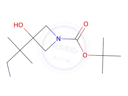 Chemical structure of Tert-butyl 3-(1-amino-2-methylpropan-2-yl)-3-hydroxyazetidine-1-carboxylate