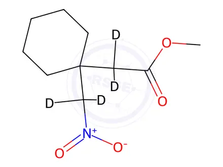 Chemical structure of 1-(Nitromethyl)cyclohexaneacetic Acid-d4 Methyl Ester