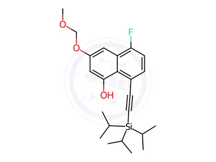 Chemical structure of 5-Fluoro-3-(methoxymethoxy)-8-((triisopropylsilyl)ethynyl)naphthalen-1-ol
