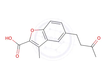 Chemical structure of 3-Methyl-5-(3-oxobutyl)-1-benzofuran-2-carboxylic Acid
