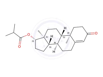 Chemical structure of (8R,9S,10R,13S,14S,17S)-10,13-dimethyl-3-oxo-2,3,6,7,8,9,10,11,12,13,14,15,16,17-tetradecahydro-1H-cyclopenta[a]phenanthren-17-yl isobutyrate