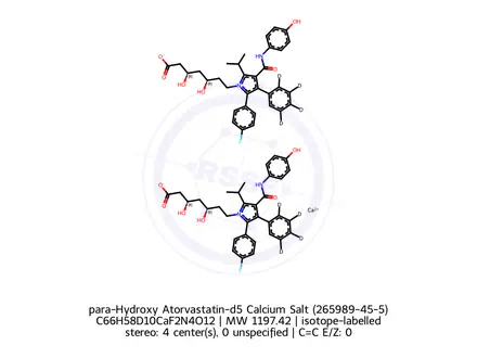 Chemical structure of para-Hydroxy Atorvastatin-d5 Calcium Salt (265989-45-5)