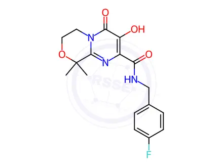 Chemical structure of N-(4-Fluorobenzyl)-3-hydroxy-9,9-dimethyl-4-oxo-4,6,7,9-tetrahydropyrimido[2,1-c][1,4]oxazine-2-carboxamide