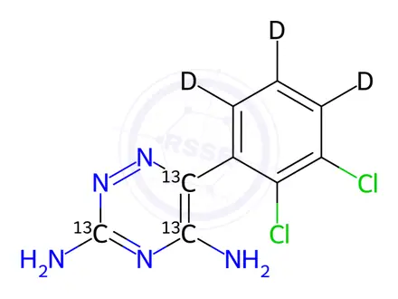 Chemical structure of Lamotrigine-[13C3]