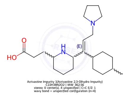 Chemical structure of Acrivastine Impurity 1(Acrivastine 2,3-Dihydro Impurity)