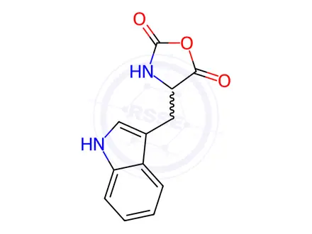 Chemical structure of 4-(1H-indol-3-ylmethyl)oxazolidine-2,5-dione