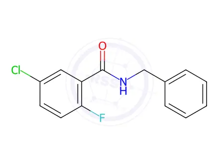 Chemical structure of Benzamide, 5-chloro-2-fluoro-N-(phenylmethyl)-