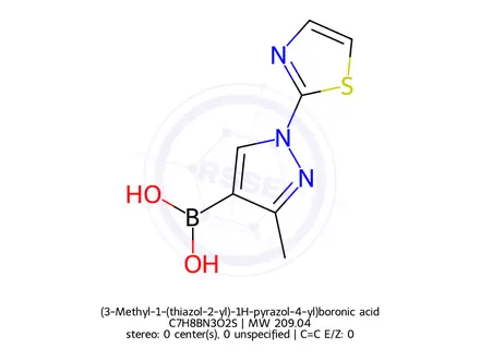 Chemical structure of (3-Methyl-1-(thiazol-2-yl)-1H-pyrazol-4-yl)boronic acid