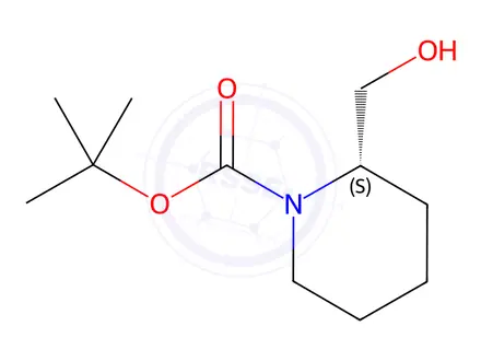 Chemical structure of (S)-tert-butyl 2-(hydroxymethyl)piperidine-1-carboxylate
