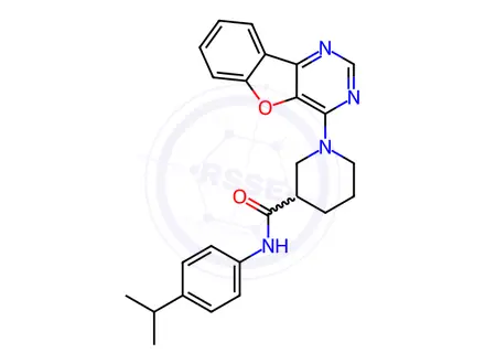 Chemical structure of 1-[1]benzofuro[3,2-d]pyrimidin-4-yl-N-(4-isopropylphenyl)piperidine-3-carboxamide