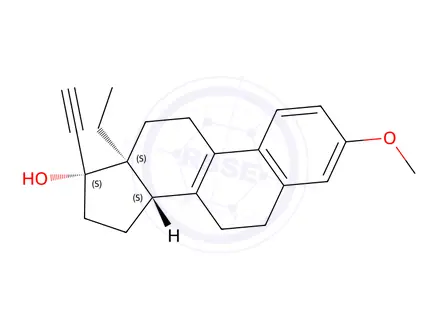 Chemical structure of (13SR,14SR,17RS)-13-ethyl-17-ethynyl-3-methoxy-7,11,12,13,14,15,16,17-octahydro-6H-cyclopenta[a]phenanthren-17-ol