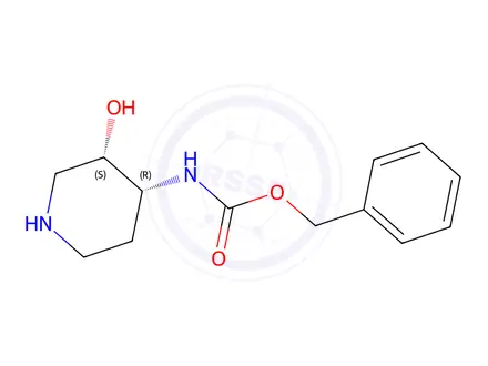 Chemical structure of Benzyl N-[(3S,4R)-3-hydroxypiperidin-4-yl]carbamate