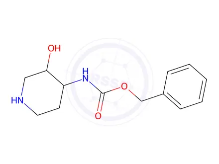 Chemical structure of Benzyl N-[(3R,4R)-3-hydroxypiperidin-4-yl]carbamate