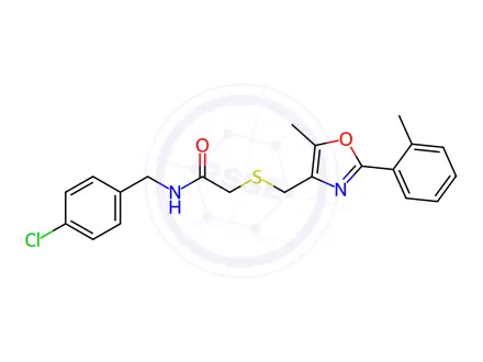 Chemical structure of Acetamide, N-[(4-chlorophenyl)methyl]-2-[[[5-methyl-2-(2-methylphenyl)-4-oxazolyl]methyl]thio]-