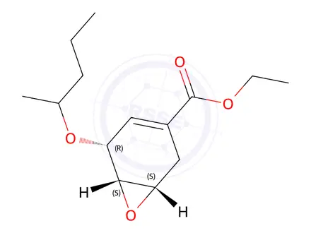 Chemical structure of rel-Ethyl (1R,5S,6R)-5-(1-methylbutoxy)-7-oxabicyclo[4.1.0]hept-3-ene-3-carboxylate