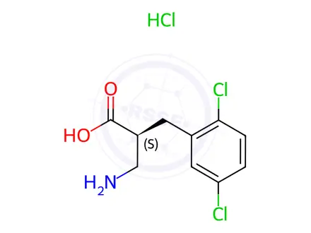 Chemical structure of (S)-3-amino-2-(2,5-dichlorobenzyl)propanoicacid-HCl