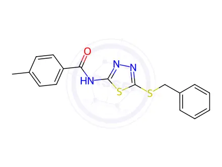 Chemical structure of N-(5-(Benzylthio)-1,3,4-thiadiazol-2-yl)-4-methylbenzamide