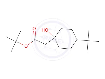 Chemical structure of Cyclohexaneacetic acid, 4-tert-butyl-1-hydroxy-, tert-butyl ester